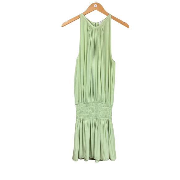 Ramy Brook Paris Light Green Sleeveless Halter Smocked Drop Waist Mini Dress - Picture 9 of 13